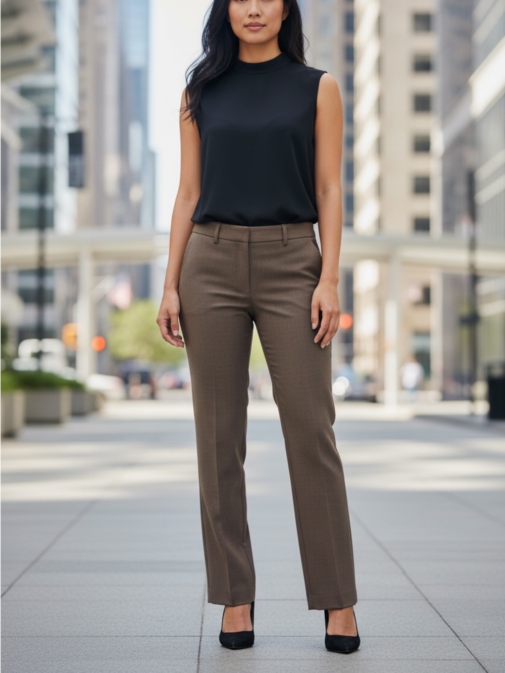 Express Editor Low Rise Flare Leg, women’s Brown Dressy Pants